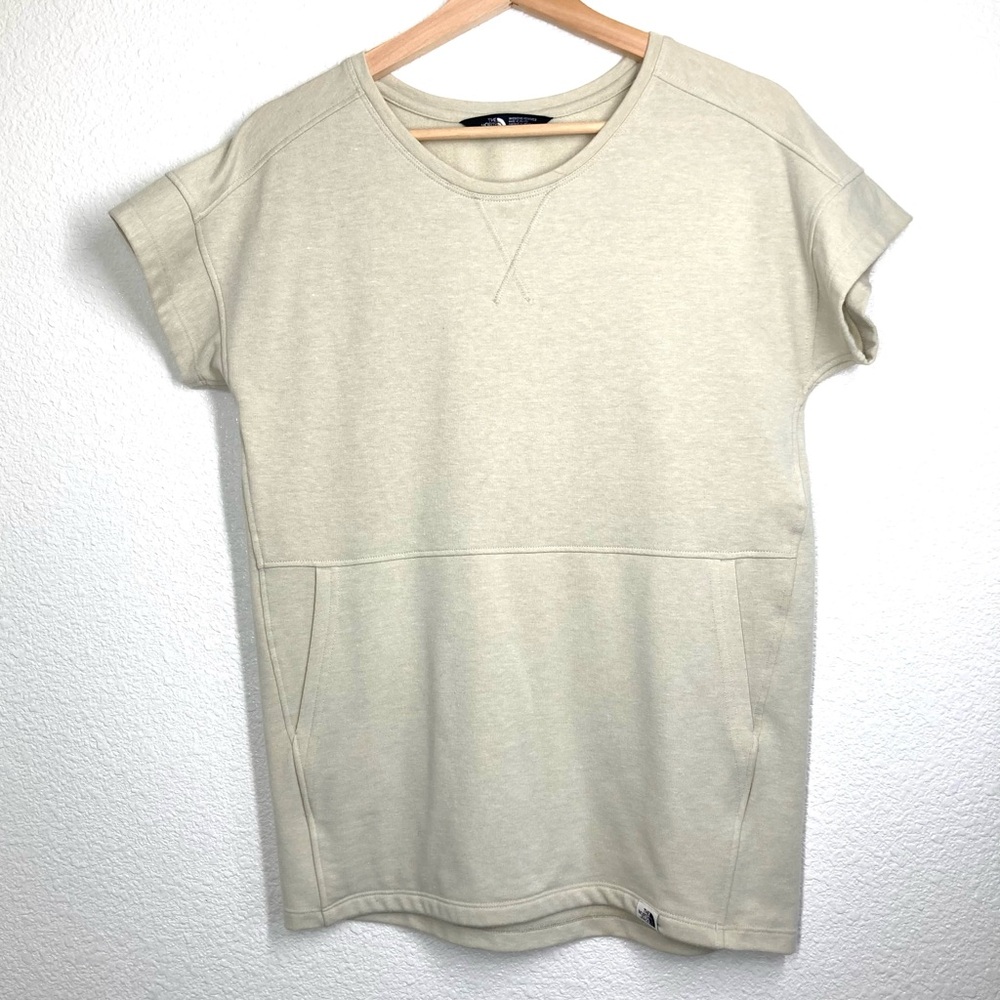 The North Face Terry Top Beige XS Relaxed Fit Front Pockets Retro Style Shirt